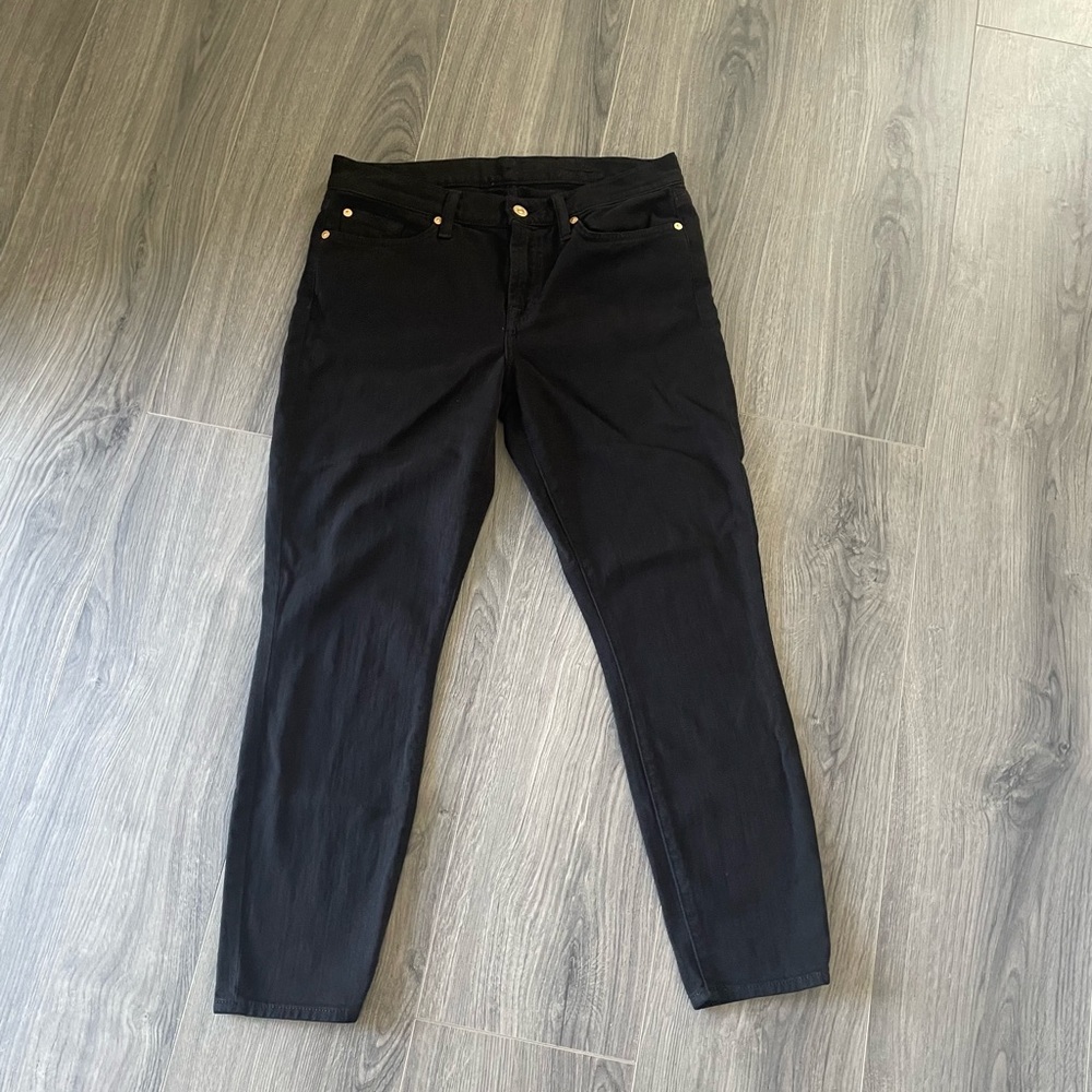7 for all mankind cropped gwenevere jean black women’s size 28 denim jeans
